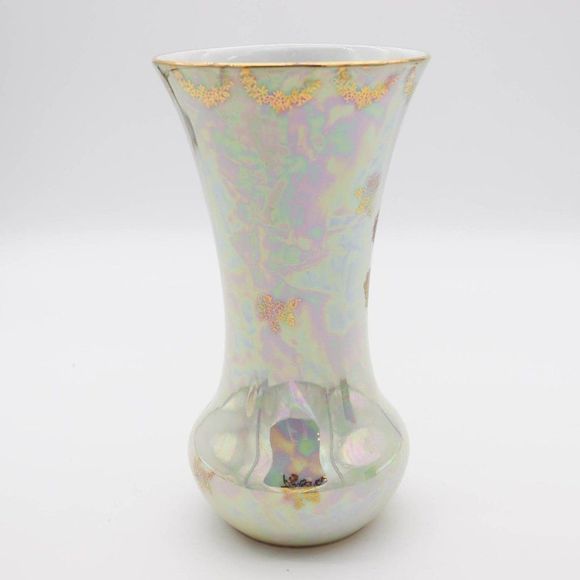 Vintage Bareuther Waldsassen Vase Lusterware, Floral, Bavaria Germany, Porcelain - Picture 3 of 6